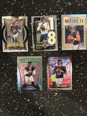 Caleb Williams Rookie Football Card Lot - Black & Navy Accents